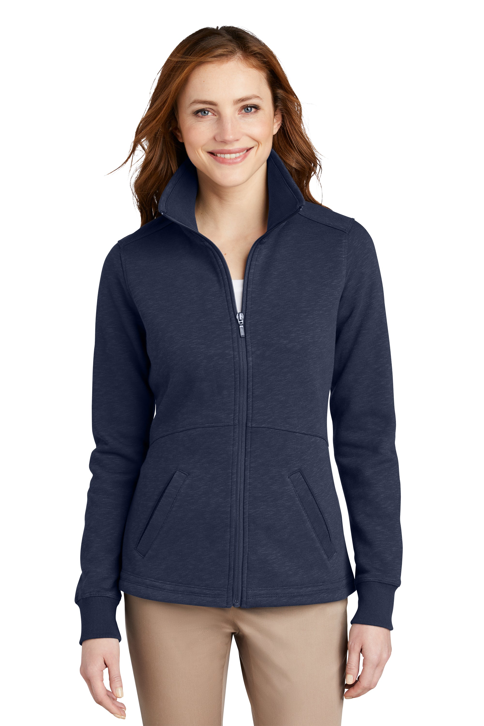 Redefined Ladies' Slub Fleece Full-Zip Jacket with Custom Embroidery by Port Authority®