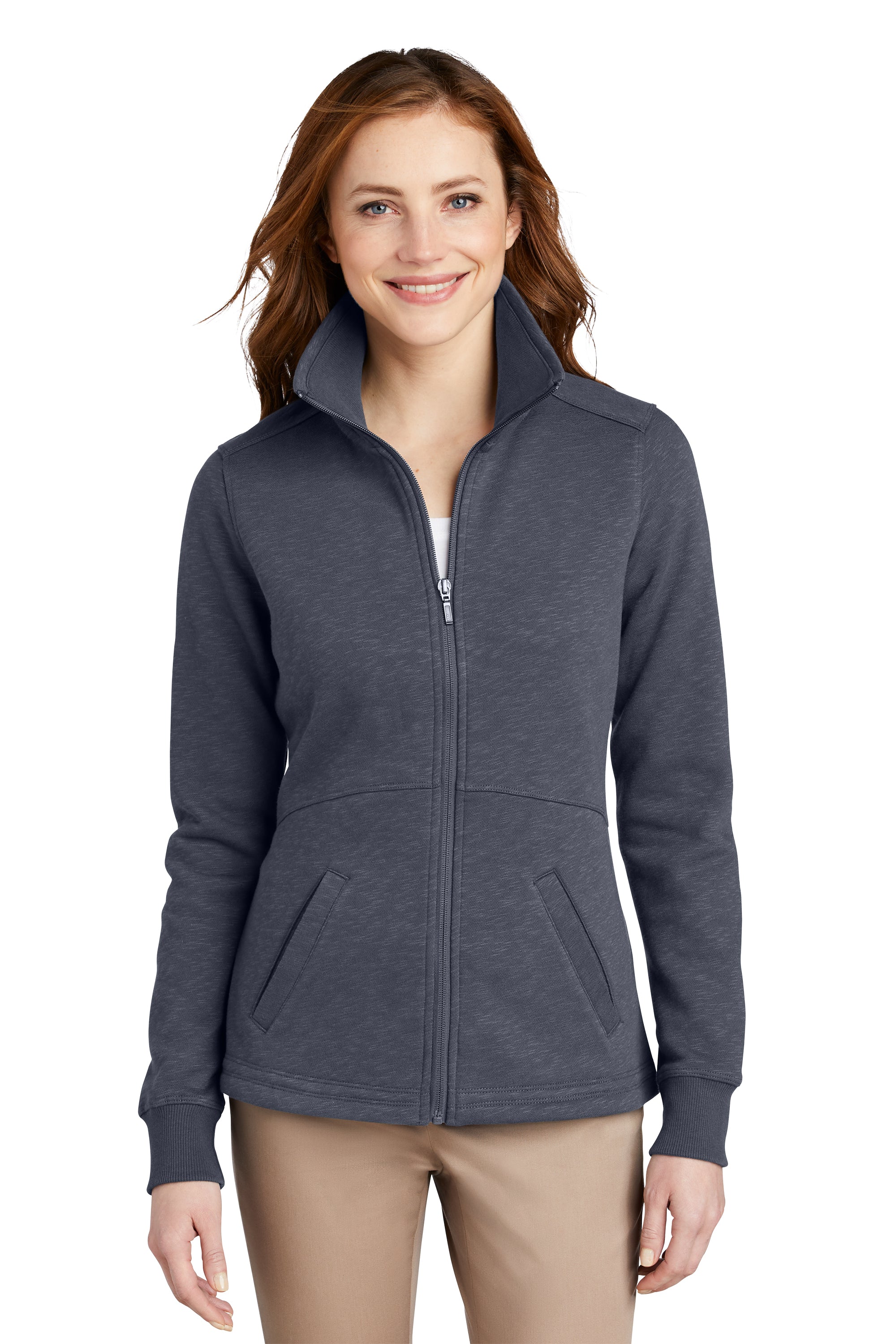 Redefined Ladies' Slub Fleece Full-Zip Jacket with Custom Embroidery by Port Authority®