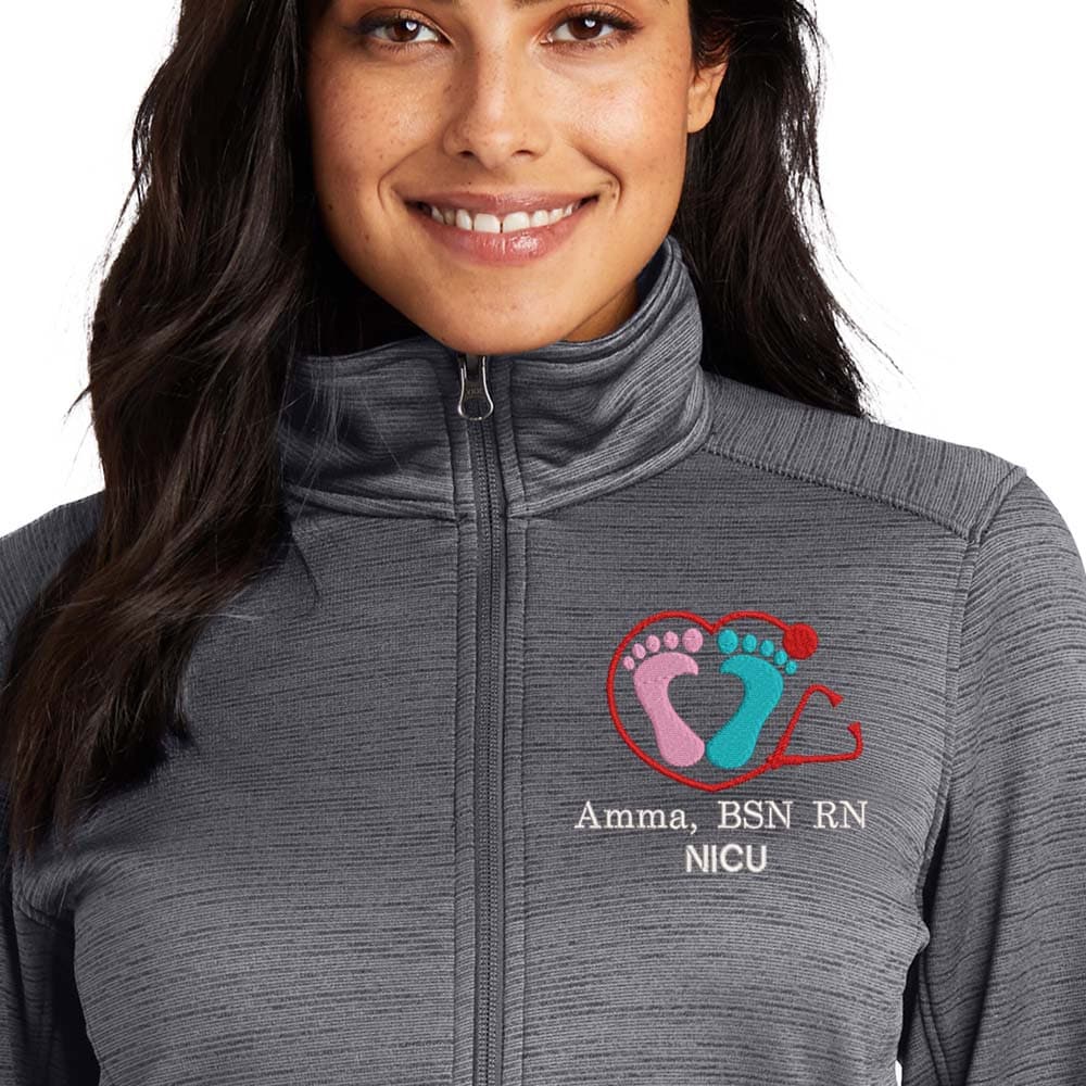 Personalized Embroidery Fleece Jacket for Female RN. Female Nurse Fleece Jacket. Female RN Full Zip Fleece Jacket. Nurse gift. RN gift.