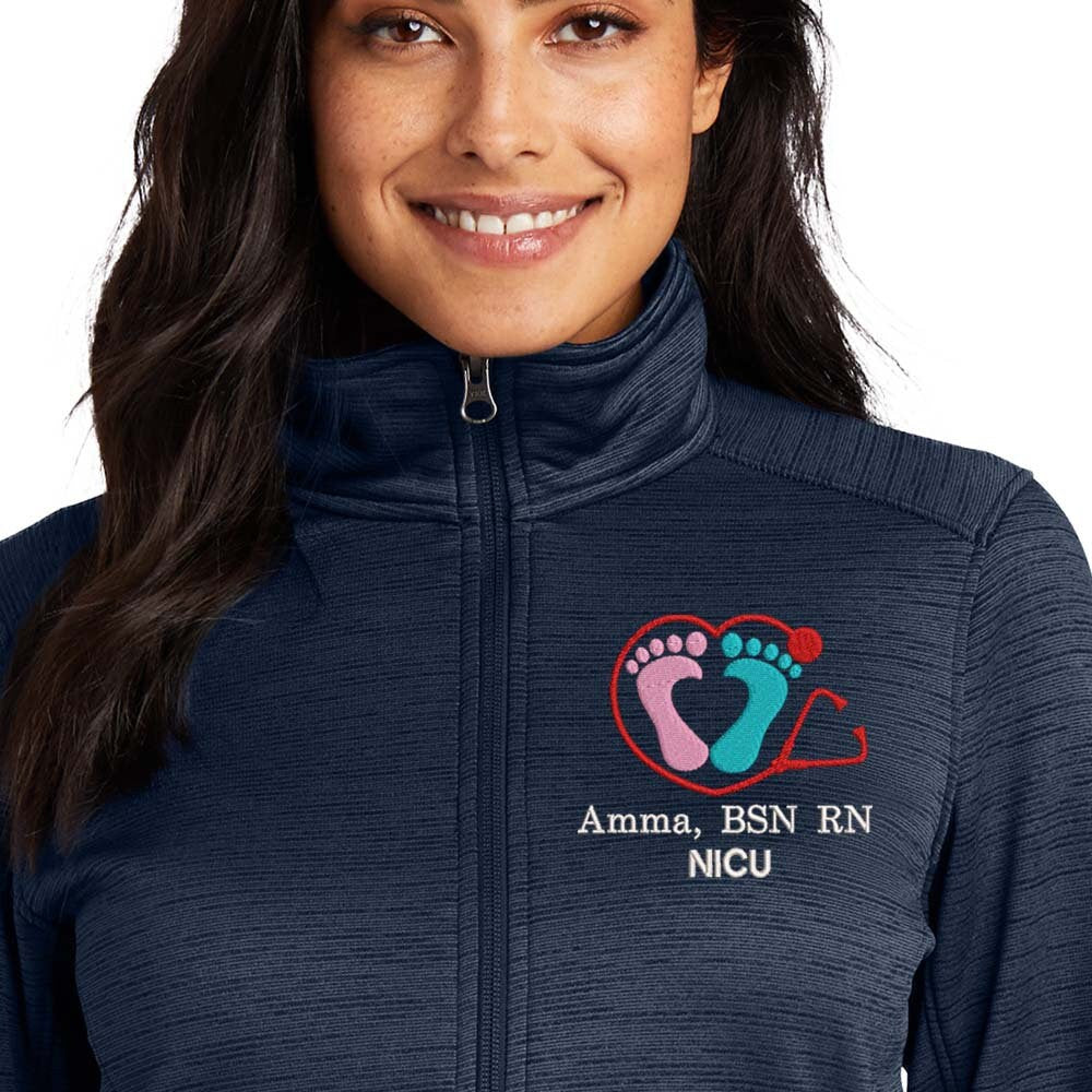 Personalized Embroidery Fleece Jacket for Female RN. Female Nurse Fleece Jacket. Female RN Full Zip Fleece Jacket. Nurse gift. RN gift.