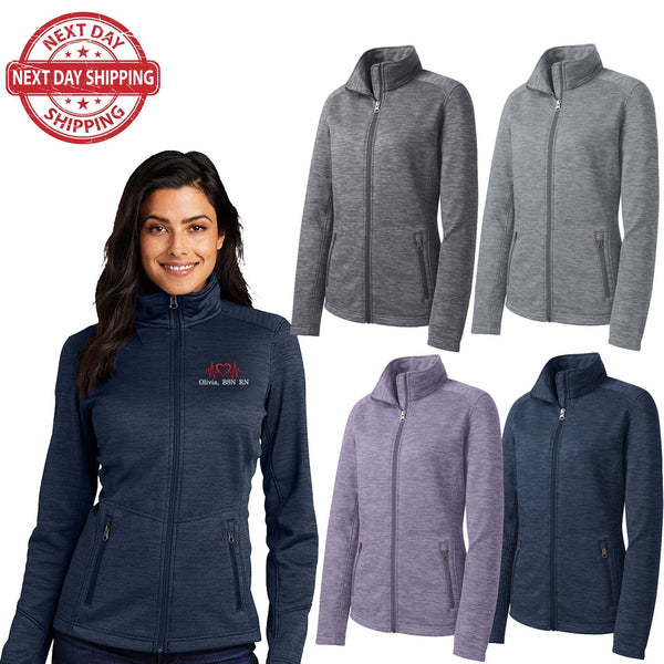 Personalized Embroidery Fleece Jacket for Female RN. Female Nurse Fleece Jacket. Female RN Full Zip Fleece Jacket. Nurse gift. RN gift.