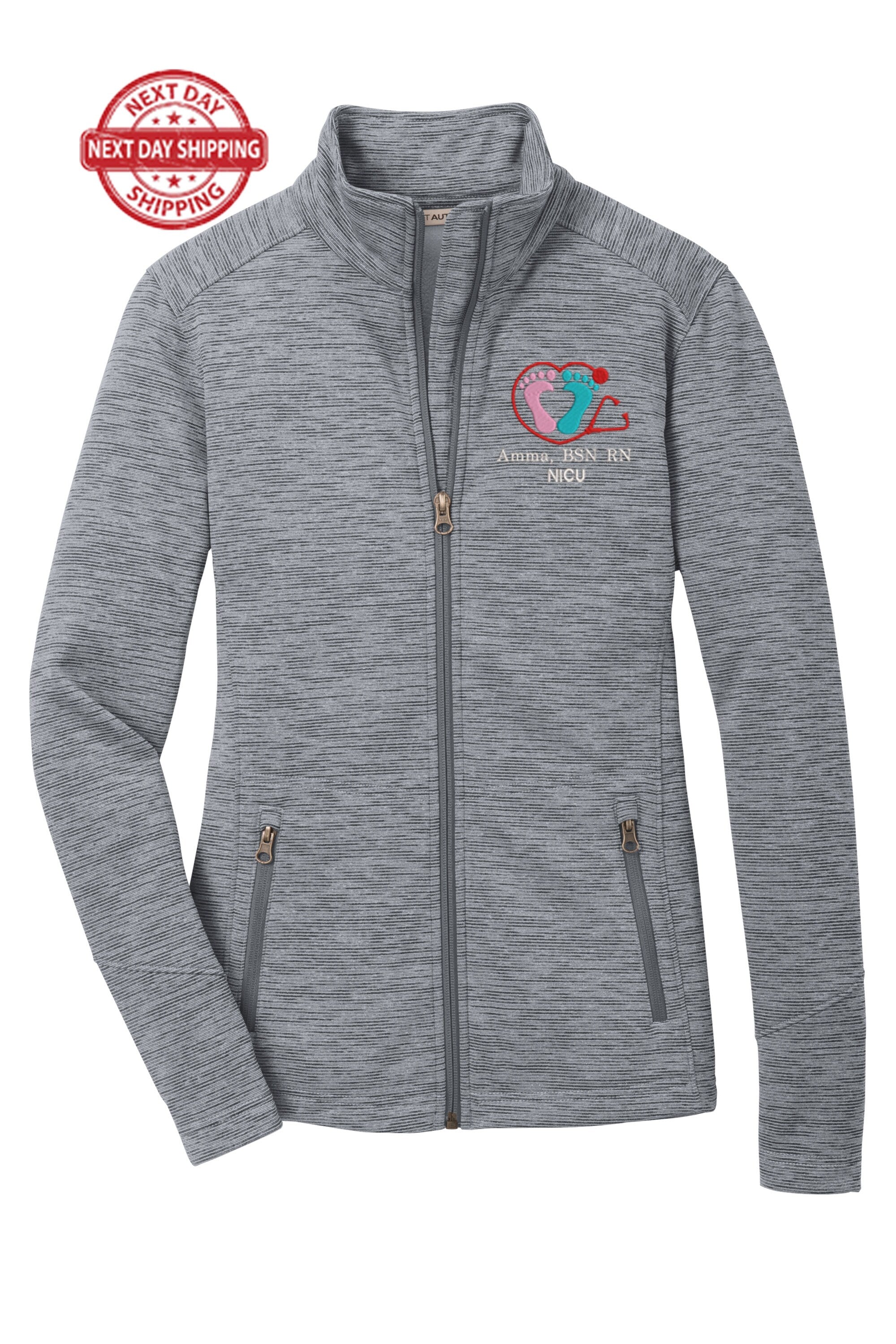 Personalized Embroidery Fleece Jacket for Female RN. Female Nurse Fleece Jacket. Female RN Full Zip Fleece Jacket. Nurse gift. RN gift.