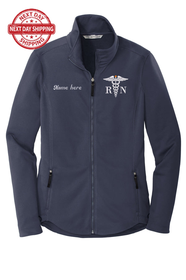 Custom Embroidery smooth Fleece Jacket for Female RN. Female Nurse Fleece Jacket. Female RN Full Zip Fleece Jacket. Nurse gift. RN gift