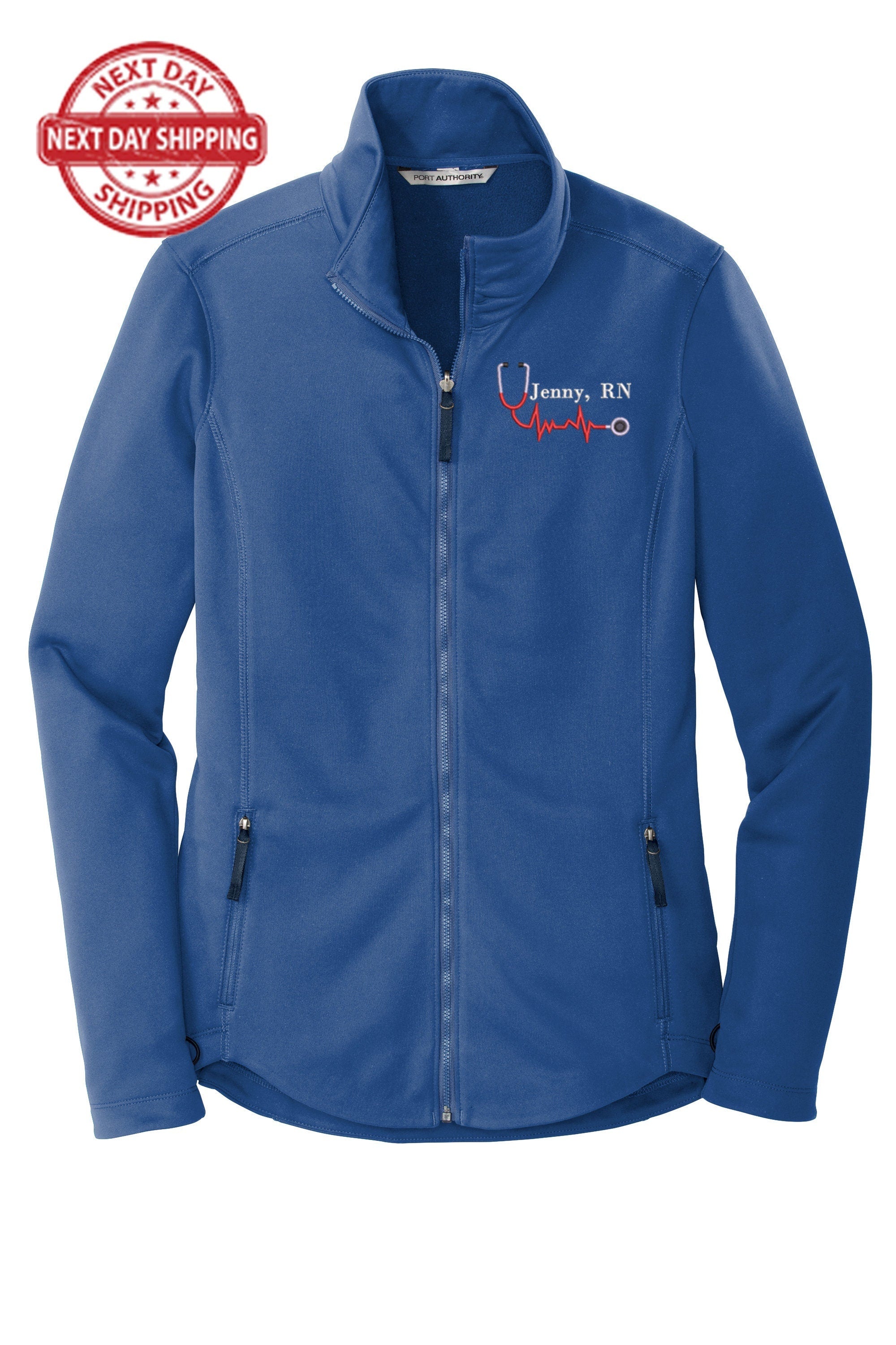 Custom Embroidery smooth Fleece Jacket for Female RN. Female Nurse Fleece Jacket. Female RN Full Zip Fleece Jacket. Nurse gift. RN gift