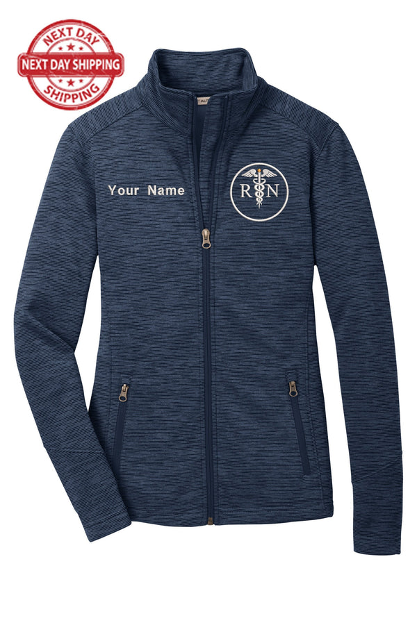 Personalized Embroidery Fleece Jacket for Female RN. Female Nurse Fleece Jacket. Female RN Full Zip Fleece Jacket. Nurse gift. RN gift.