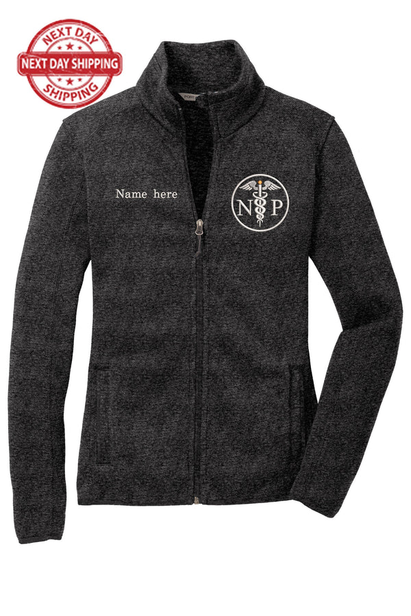 Personalized Nurse Practitioner Fleece Jacket- Custom Embroidered NP Gift, Female FNP Full Zip Jacket, Nursing Appreciation, Healthcare Gift