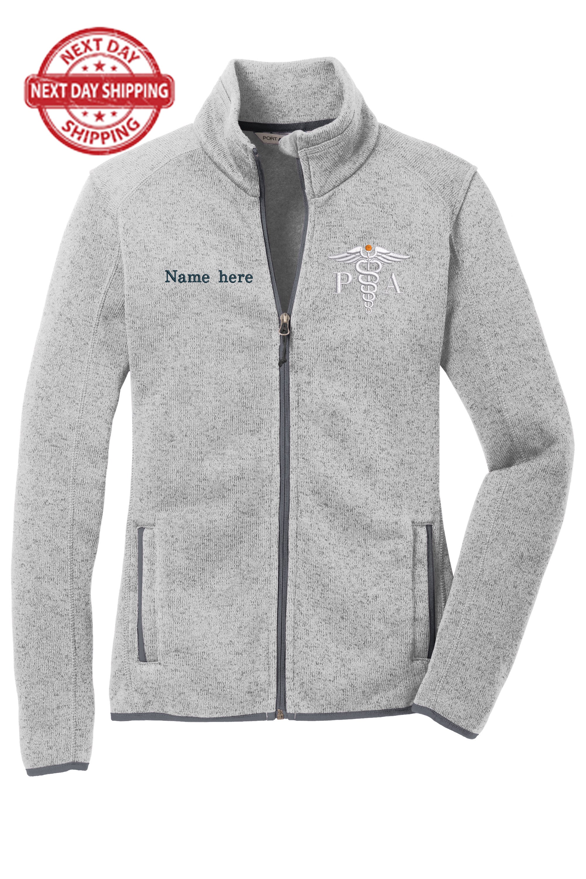 Custom Female PA Fleece Jacket - Personalized Embroidered Physician Assistant Gift, Full Zip Apparel, Healthcare Professional Gift